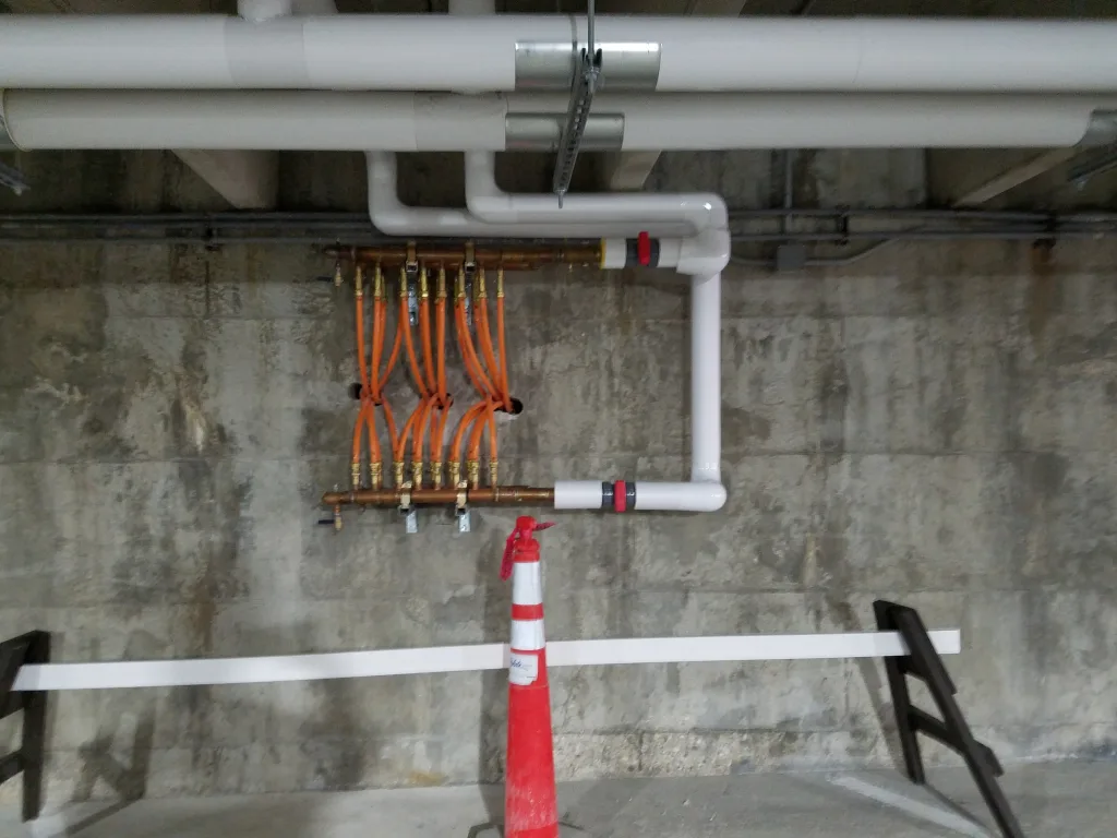 Hot Water Distribution Manifold to Ramp Entrance